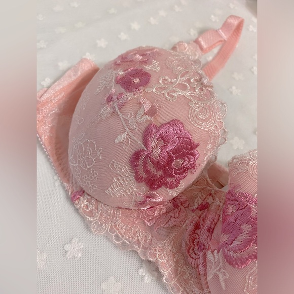 Clearance! Japanese Triumph pink rose embroidered bra JP-C75/US-34B - Picture 4 of 9